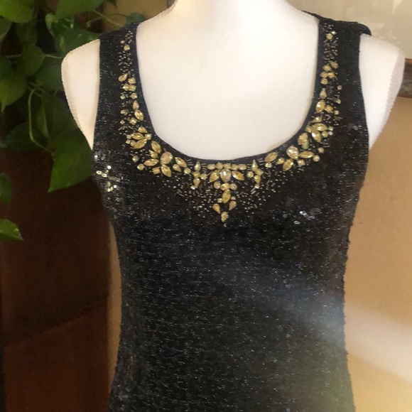 Cache Rhinestoned and Sequined Top - Picture 2 of 9